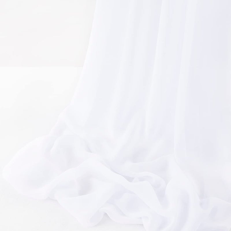 MLMW White 5 Yards 60"" Wide Sheer Fabric Chiffon Fabric by The Yard Continuous Solid Color Draping Fabric for Wedding Party Backdrop - Image 1